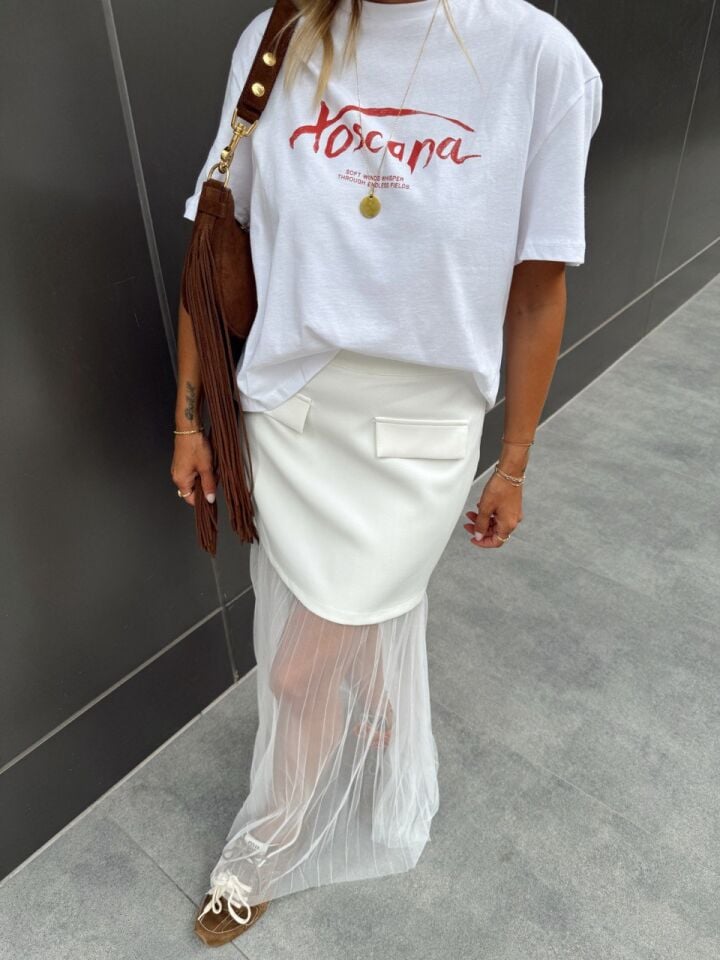 BEYAZ TÜL DETAY ETEK