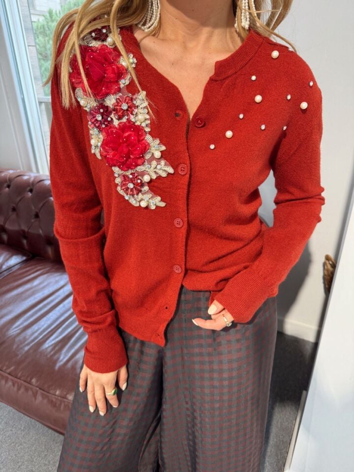 BORDO BONCUK İŞLEMELİ İTHAL HIRKA