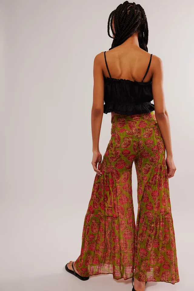 YAĞ YEŞİLİ ŞAL DESEN İTHAL PANTOLON