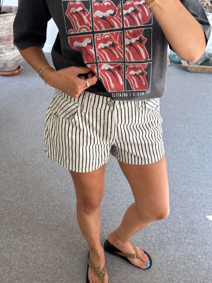 ÇİZGİLİ MOM DENIM ŞORT