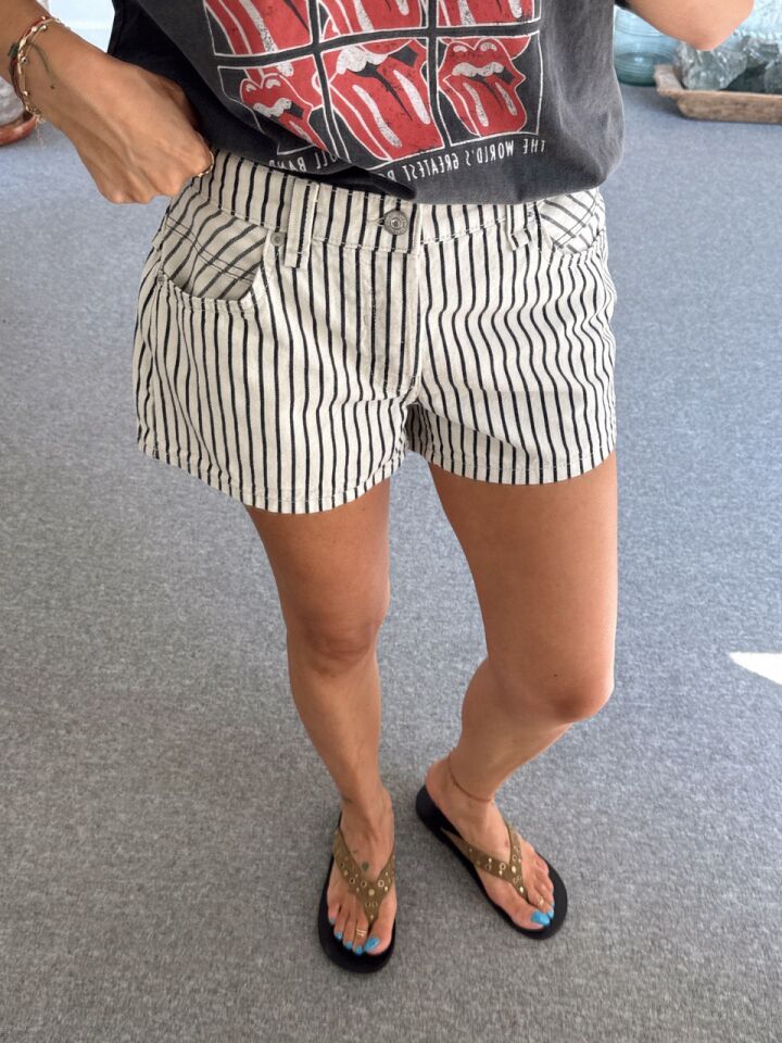 ÇİZGİLİ MOM DENIM ŞORT