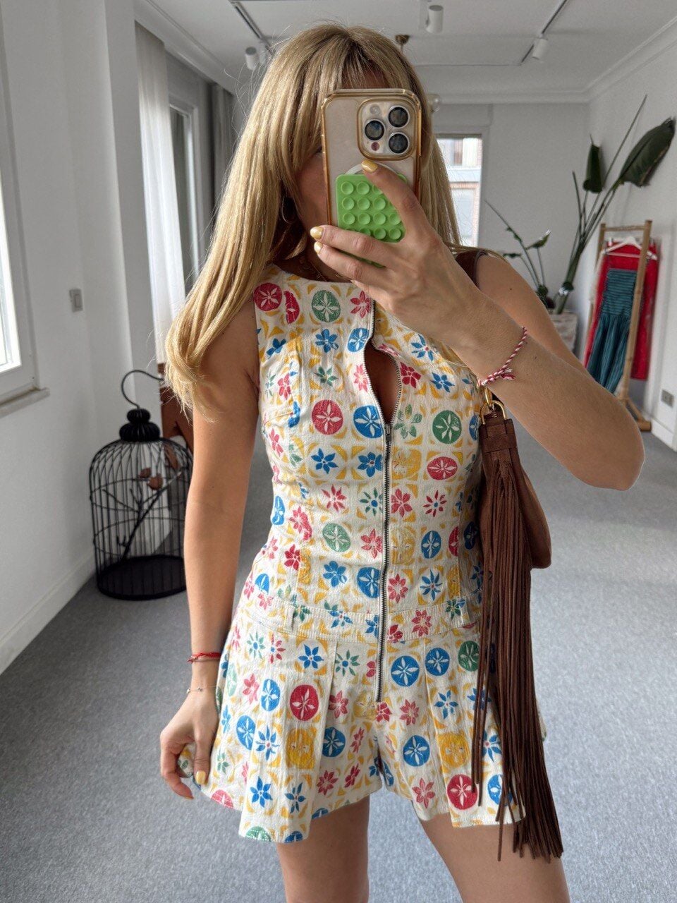 SARI DESENLİ DENIM ITHAL TULUM