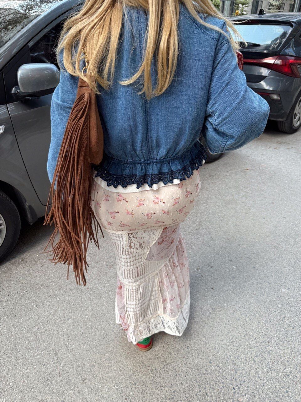 PUDRA ÇİÇEKLİ DANTEL DETAY İTHAL ETEK