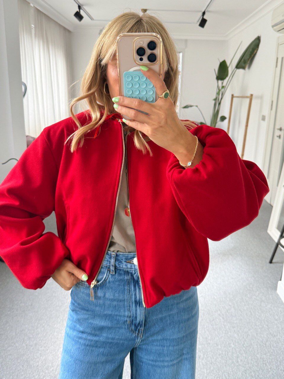 KIRMIZI KAŞE BOMBER CEKET