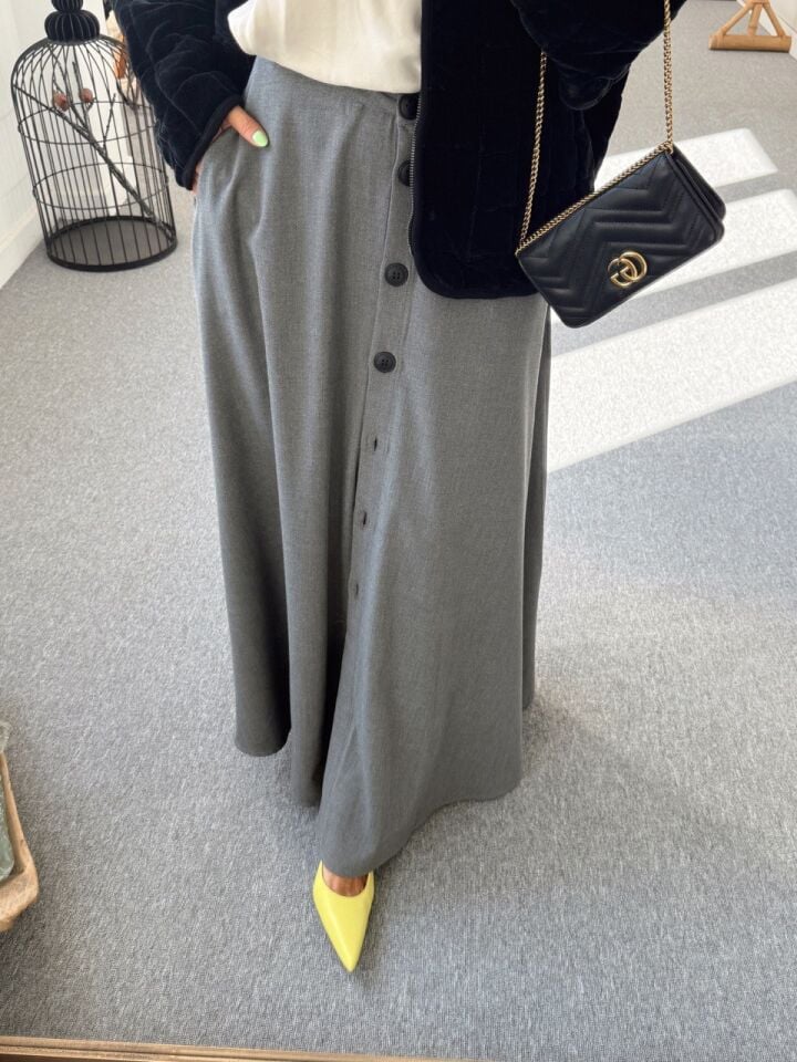 ANTRASİT DÜĞMELİ KLOŞ ETEK