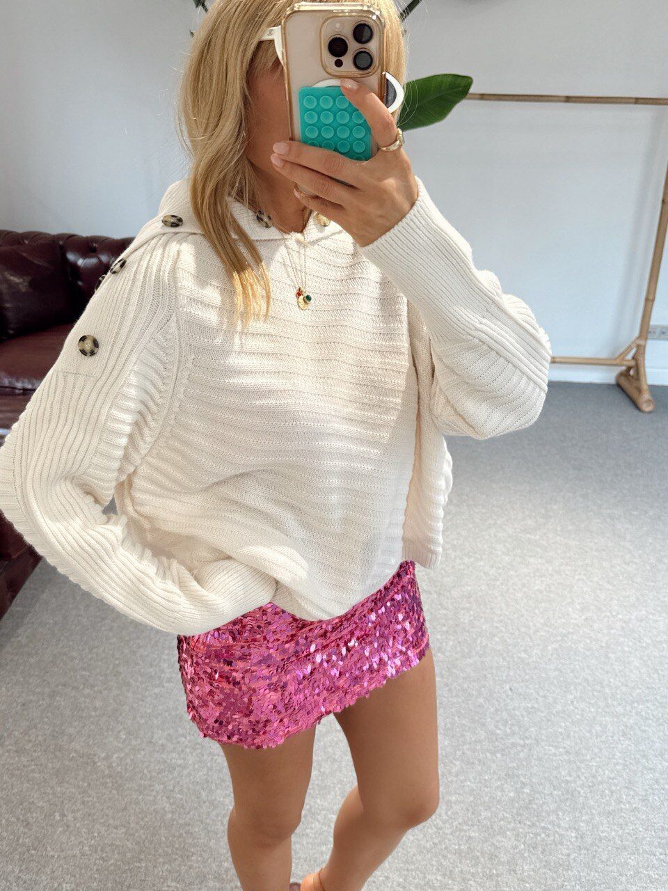 PEMBE PAYETLİ MİNİ İTHAL ETEK