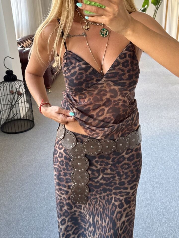 LEOPAR DESEN TÜL TOP-ETEK TAKIM