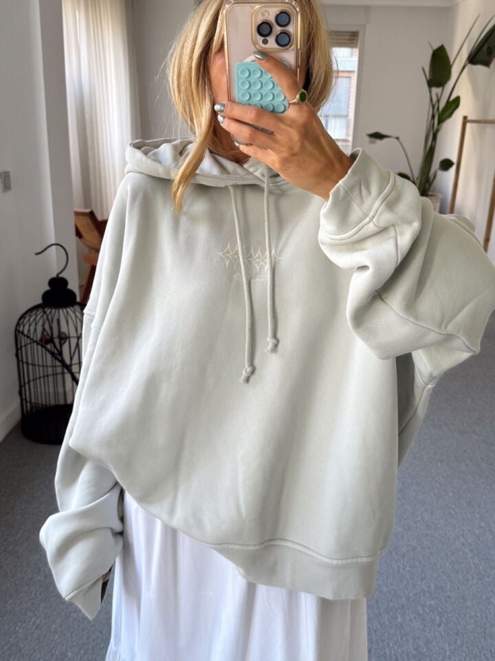 YEŞİL EVERYWHERE BASKILI SWEATSHIRT