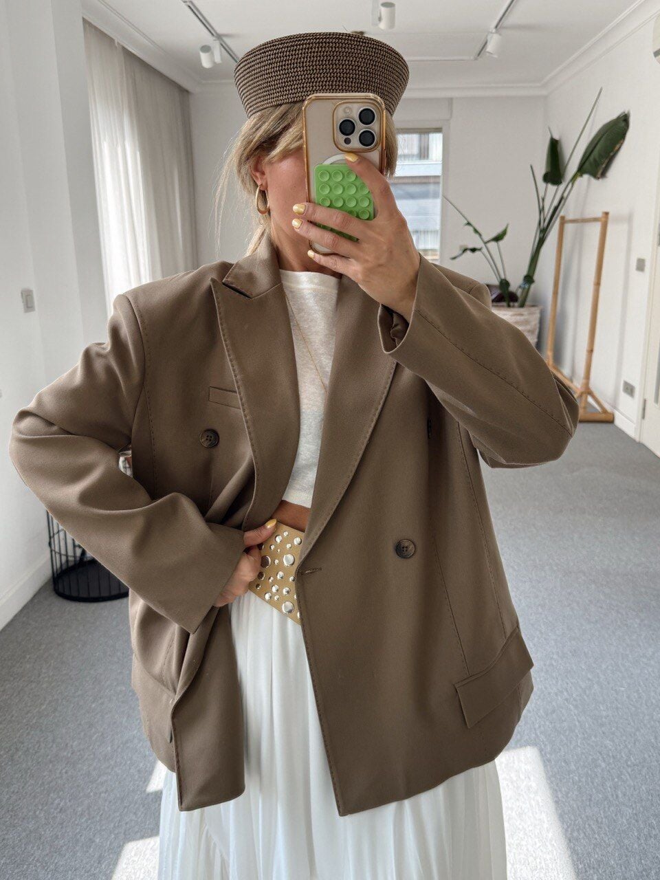 KARAMEL PUNTA DİKİŞLİ CEKET