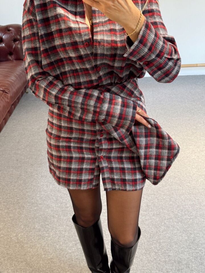 KIRMIZI ETEKLİ GÖMLEK ELBİSE