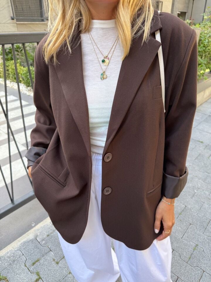 KAHVERENGİ OVERSIZE BLAZER CEKET
