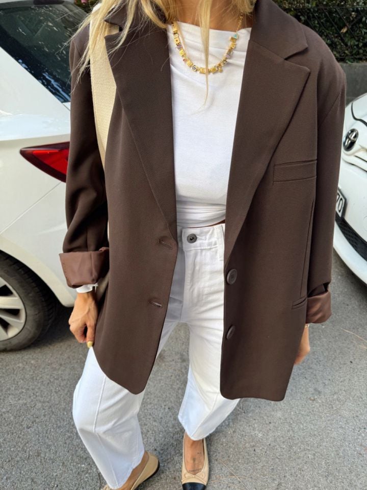 KAHVERENGİ OVERSIZE BLAZER CEKET