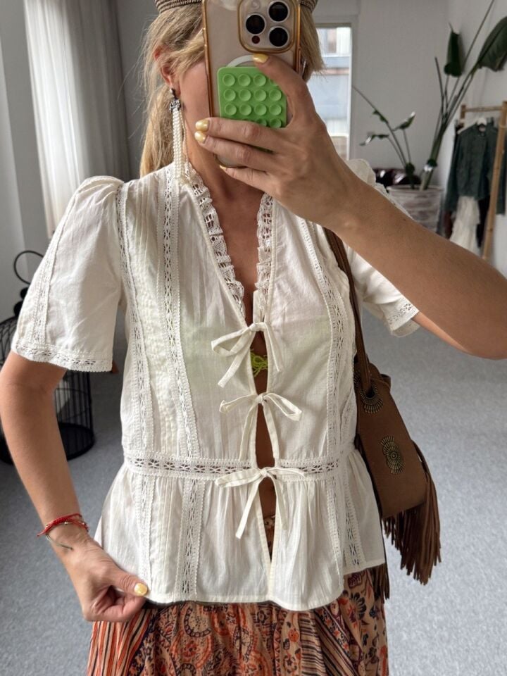 ORGANİK KUMAŞ FİSTOLU İTHAL BLUZ