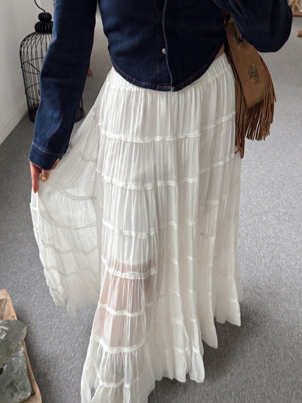 BEYAZ ASTARLI İPEK İTHAL ETEK