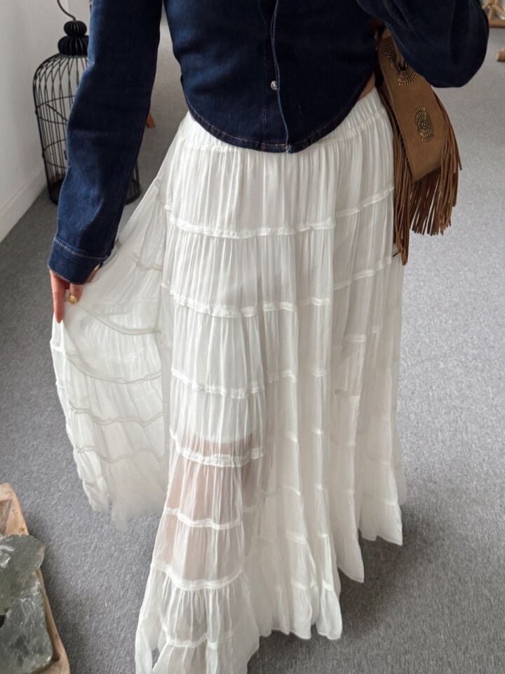 BEYAZ ASTARLI İPEK İTHAL ETEK