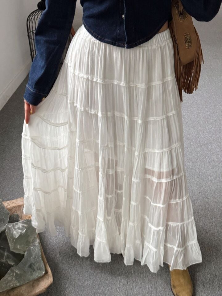 BEYAZ ASTARLI İPEK İTHAL ETEK