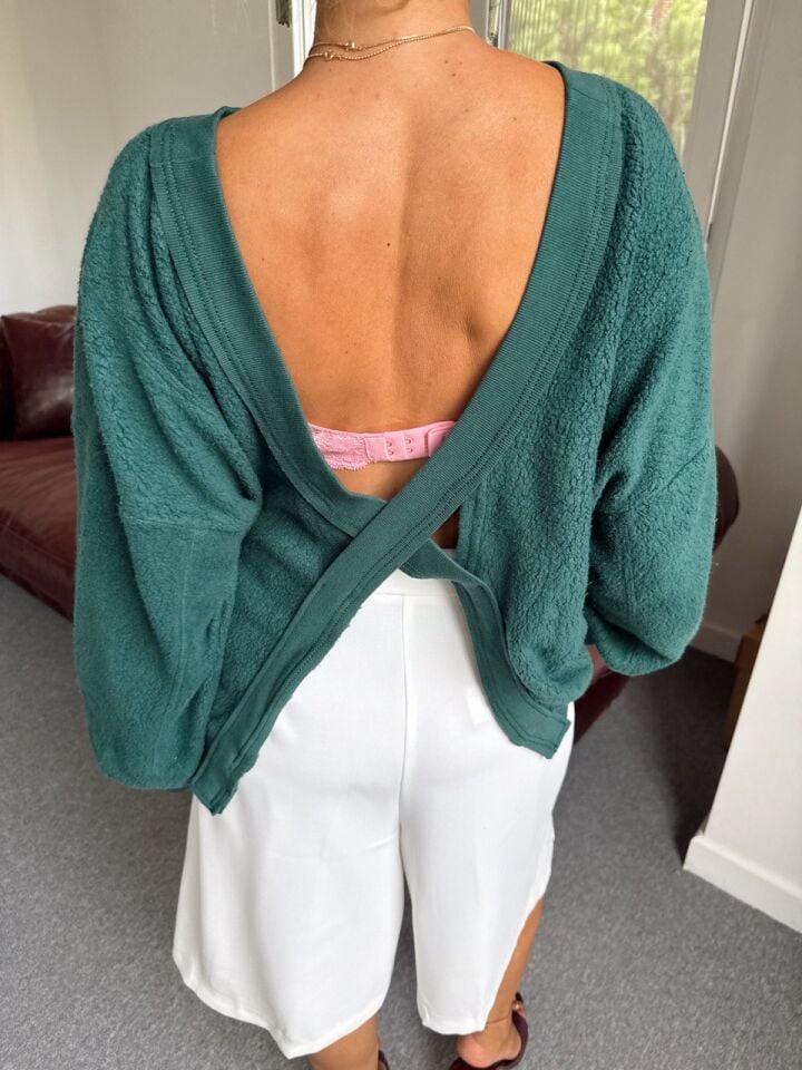 YEŞİL ORGANİK PAMUK SIRT DETAY İTHAL SWEAT