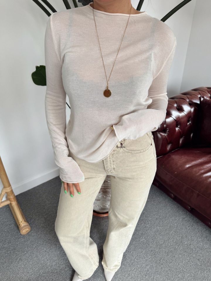 KREM DİK YAKA TRANSPARAN BASİC TRİKO