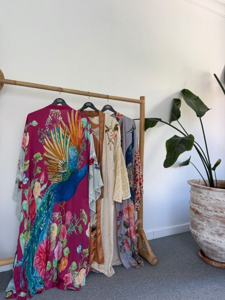 FUŞYA TAVUS KUŞU DESEN KAFTAN