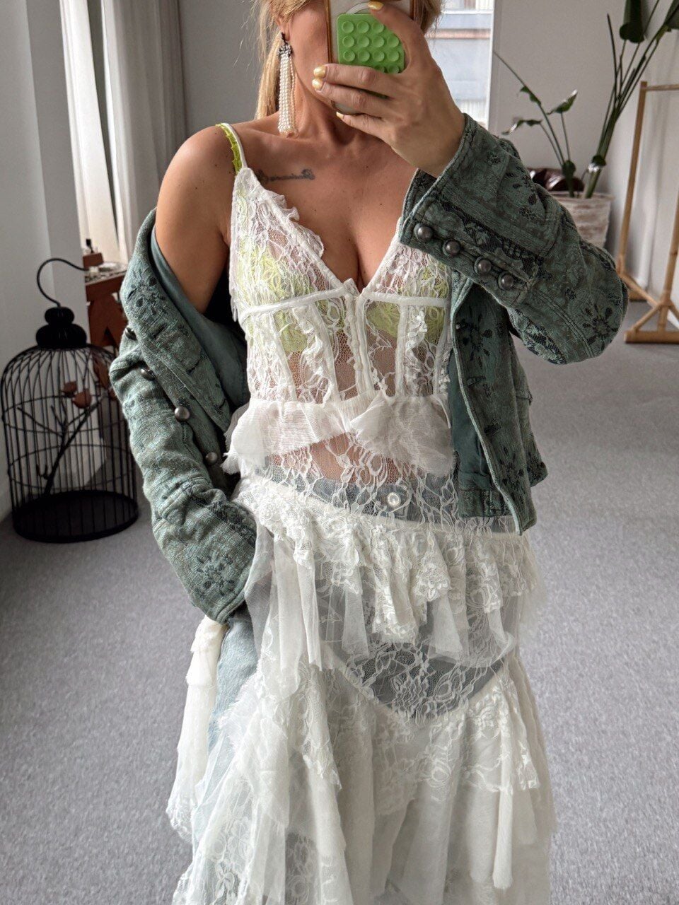 BEYAZ ASKILI DANTEL DETAY TUNİK ELBİSE