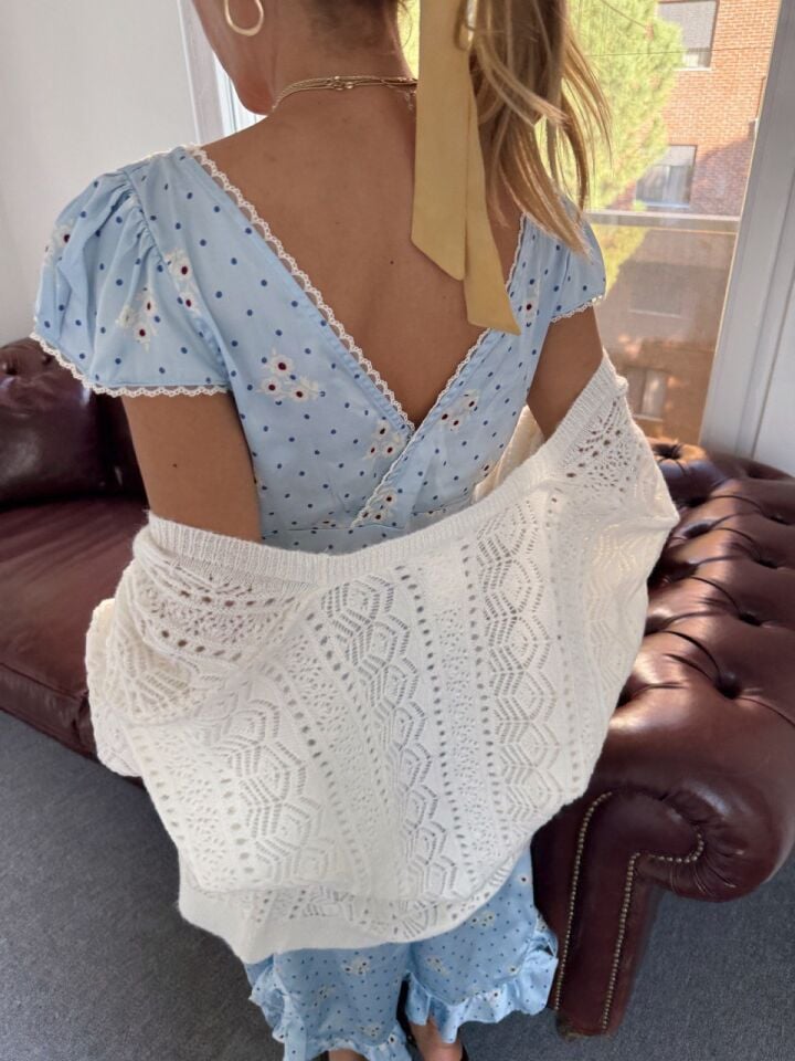 BEBE MAVİSİ PUANTİYELİ SATEN İTHAL ELBİSE