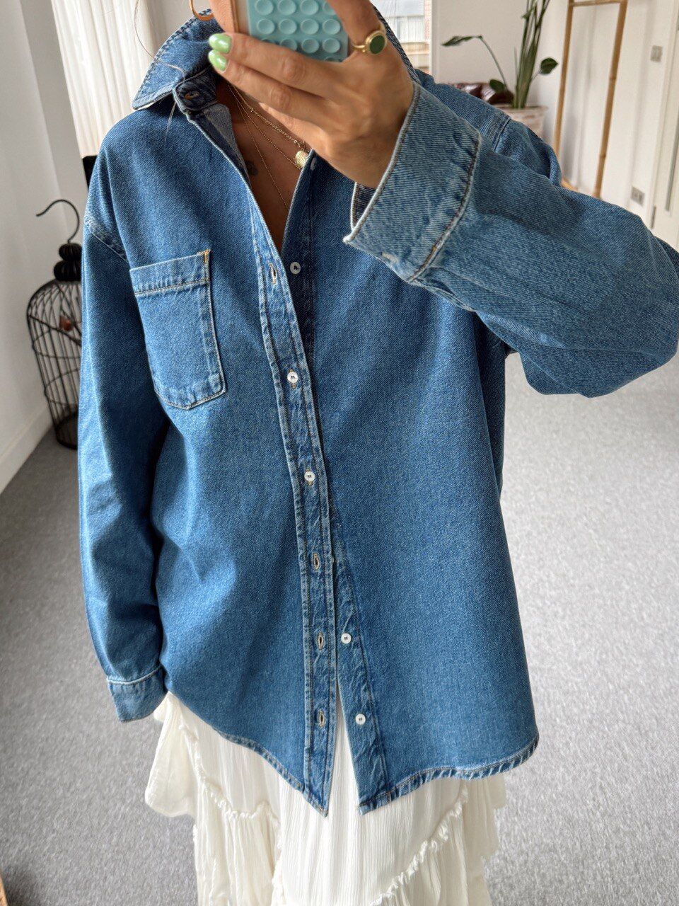 LISBON BASKILI DENIM GÖMLEK