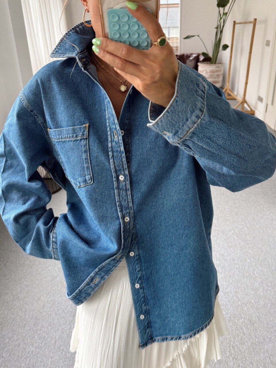 LISBON BASKILI DENIM GÖMLEK