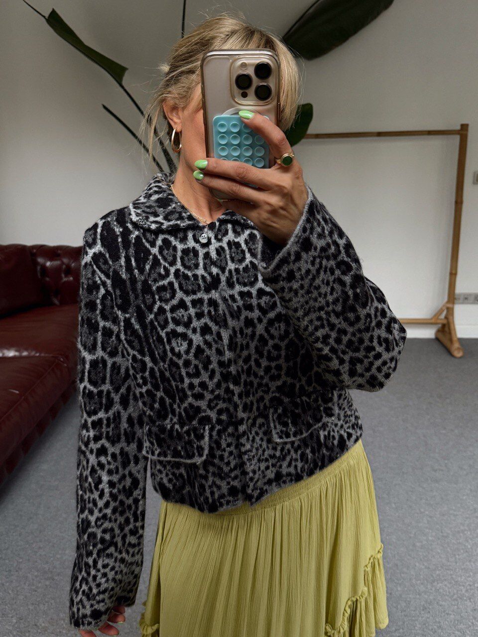 GRİ LEOPAR DESEN HIRKA