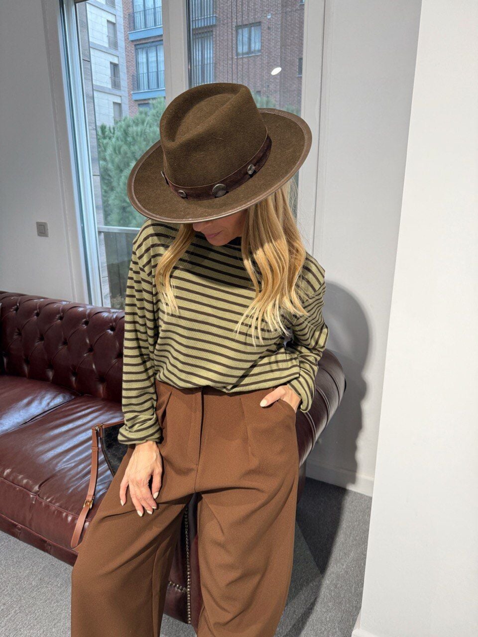 HAKİ-KAHVE ÇİZGİLİ BASİC