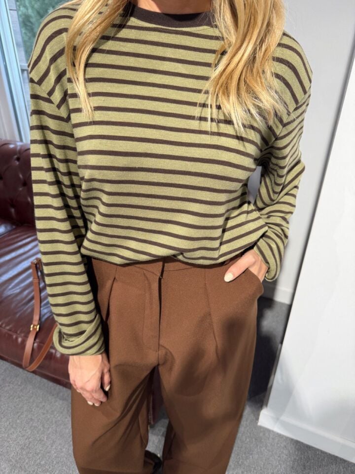 HAKİ-KAHVE ÇİZGİLİ BASİC