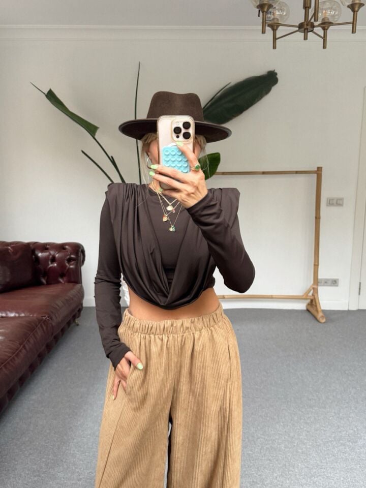 CAMEL KADİFE BALON PANTOLON