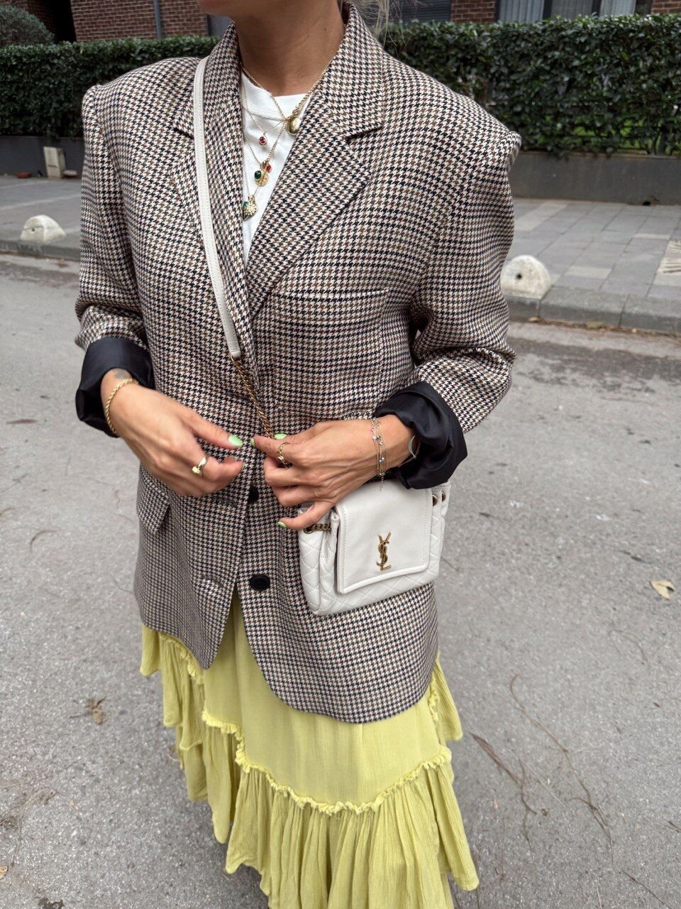 KAHVE EKOSE BLAZER CEKET