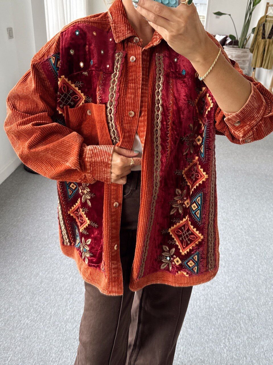 BAKIR KADİFE İŞLEMELİ İTHAL CEKET GÖMLEK