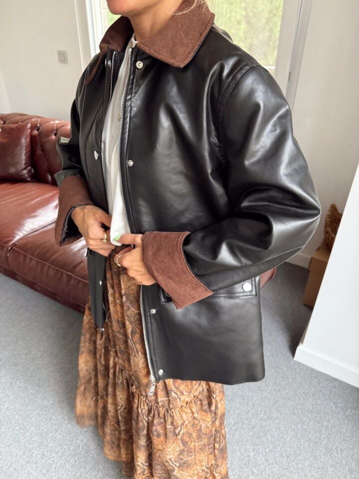 DERİ KONTRAST YAKA PARKA