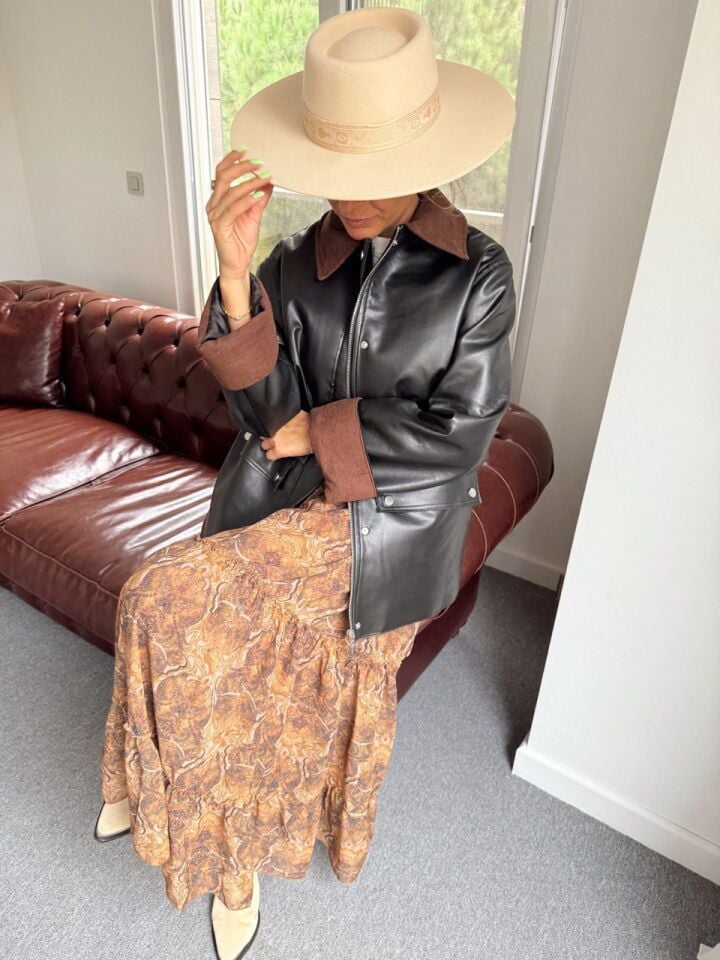 DERİ KONTRAST YAKA PARKA