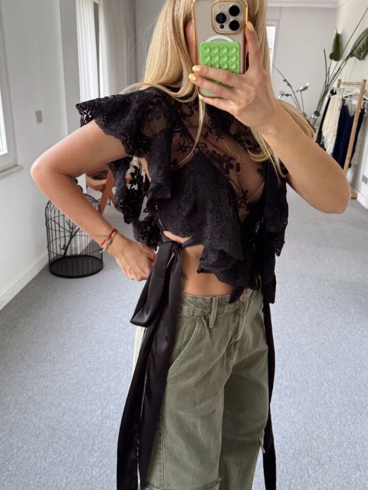 SİYAH DANTEL İŞLEMELİ İTHAL BÜSTİYER