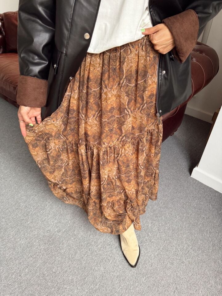 ŞİFON ASTARLI MAXI ETEK