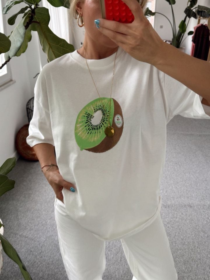 KİVİ BASKILI BASIC TSHIRT