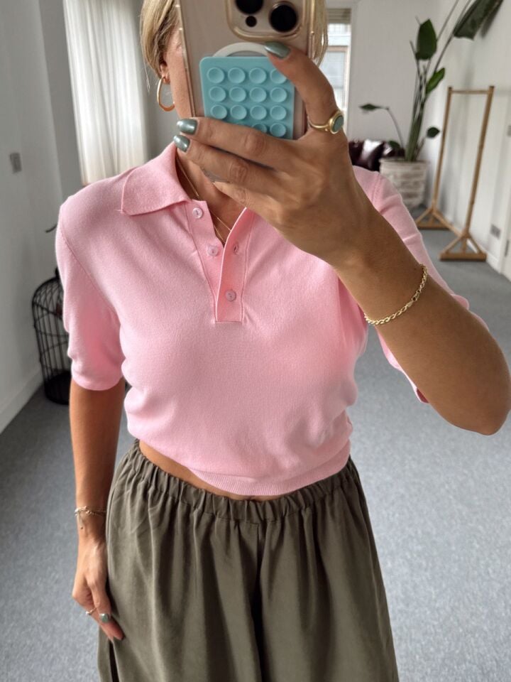 PEMBE POLO YAKA TRİKO