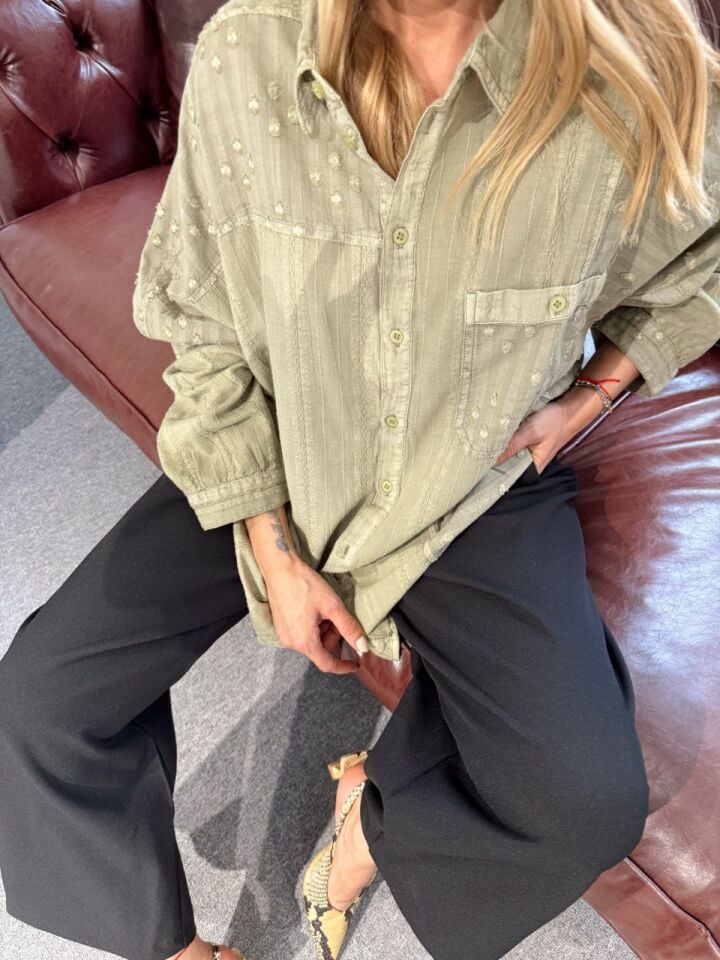 HAKİ PAMUKLU İTHAL GÖMLEK