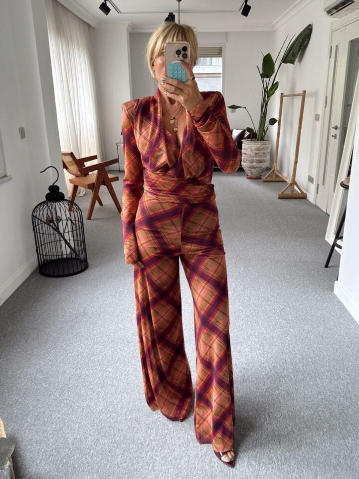 EKOSE DESEN ASTARLI TÜL PANTOLON XS