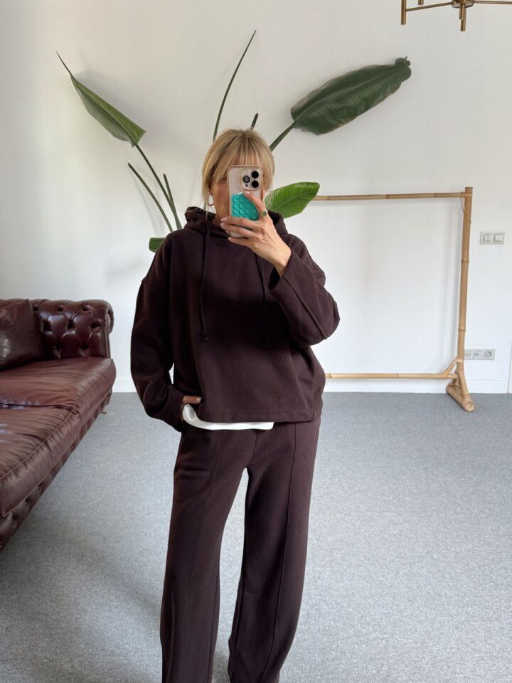 KAHVERENGİ PAMUKLU PANTOLON TAKIM