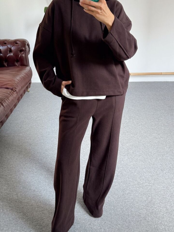 KAHVERENGİ PAMUKLU PANTOLON TAKIM