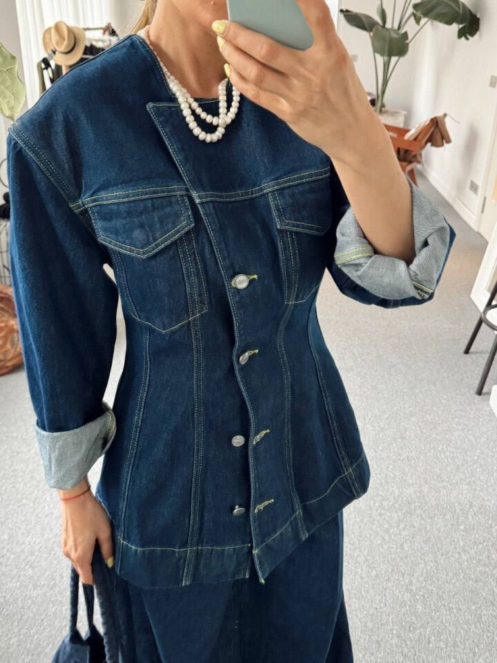 LACİVERT İTHAL DENIM CEKET