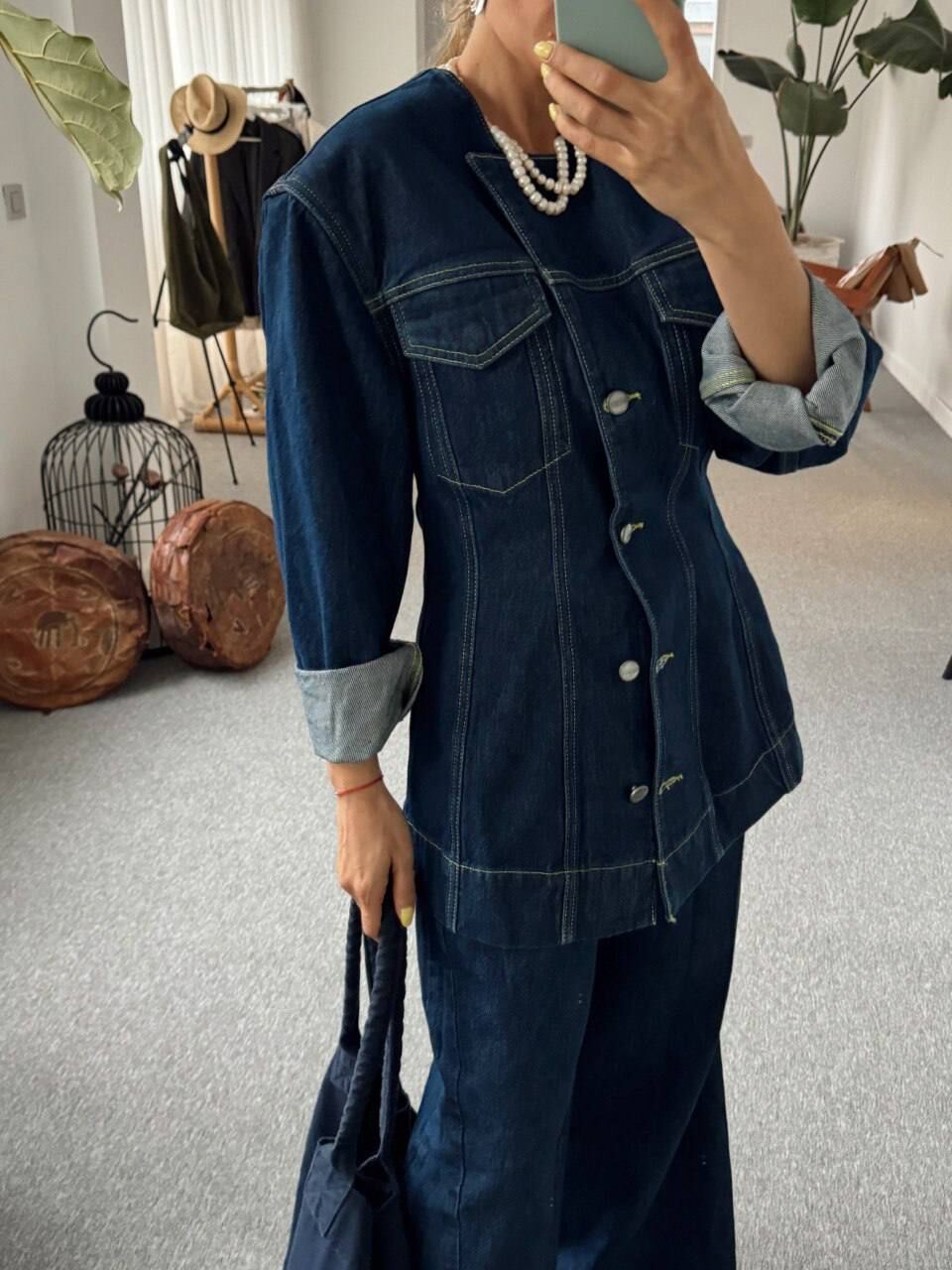 LACİVERT İTHAL DENIM CEKET