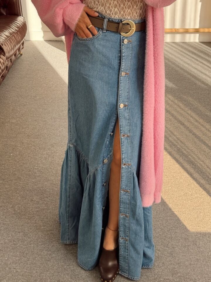 DENIM ETEK UCU VOLANLI ETEK