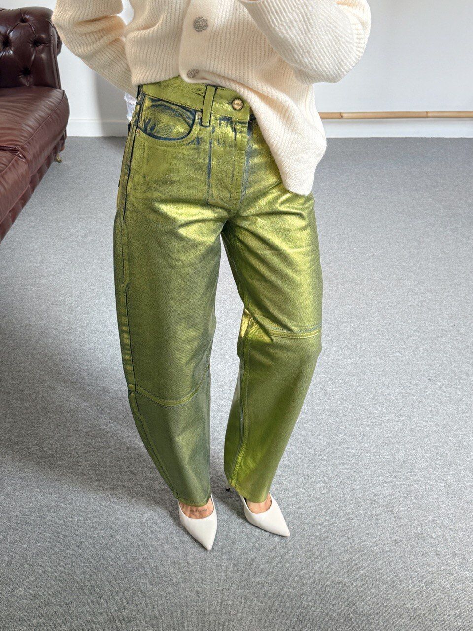 YEŞİL VARAKLI SLOUCHY JEAN