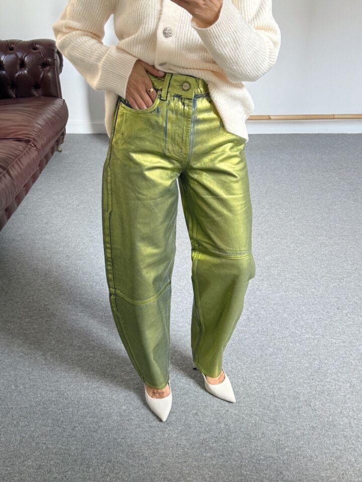 YEŞİL VARAKLI SLOUCHY JEAN