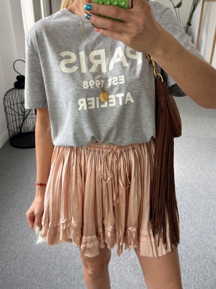 ŞARAP RENGİ  SATEN MİNİ İTHAL ETEK