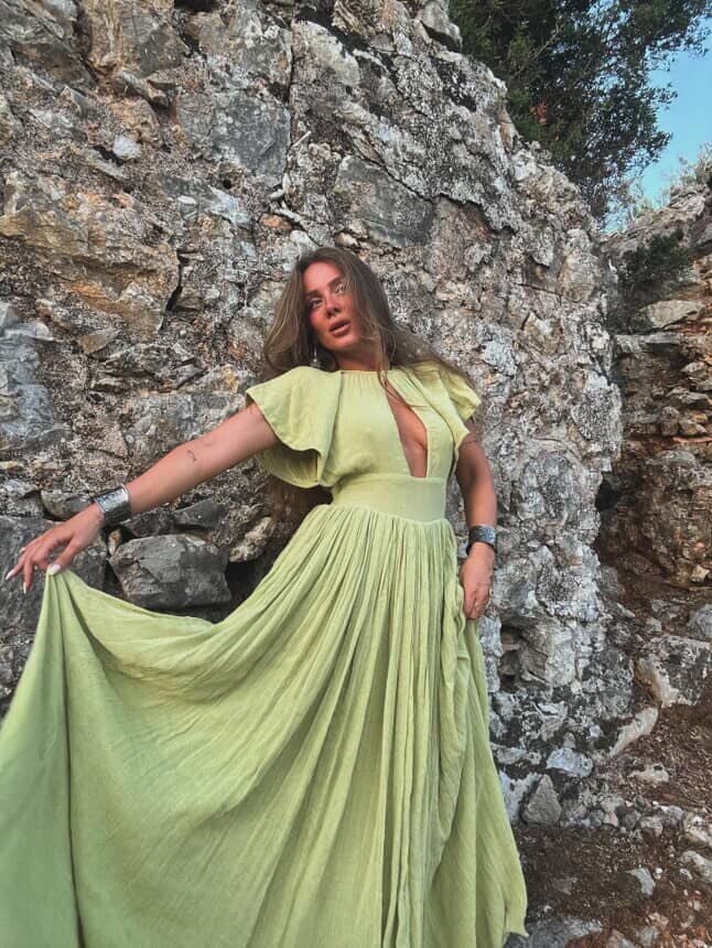 YEŞİL ORGANİK KUMAŞ İTHAL ELBİSE